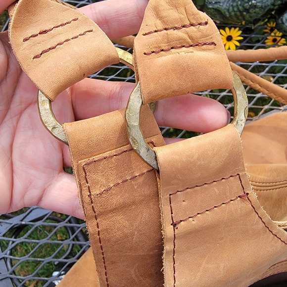 Boho Tan Leather Hobo Shoulder Tote Purse - Picture 9 of 10